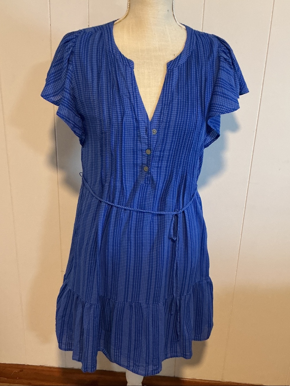 LOFT Royal Blue Patterned Midi Dress